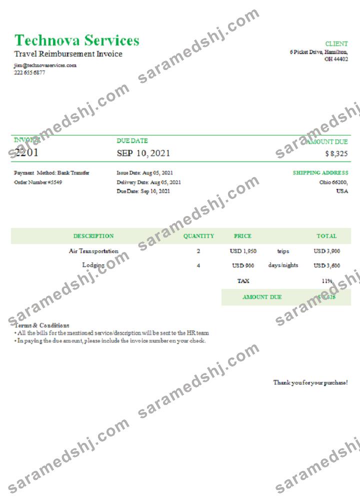 USA Technova Services invoice